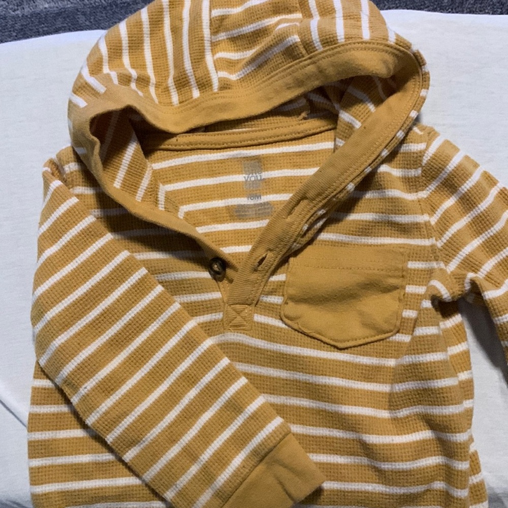 Striped long sleeve hooded thermal